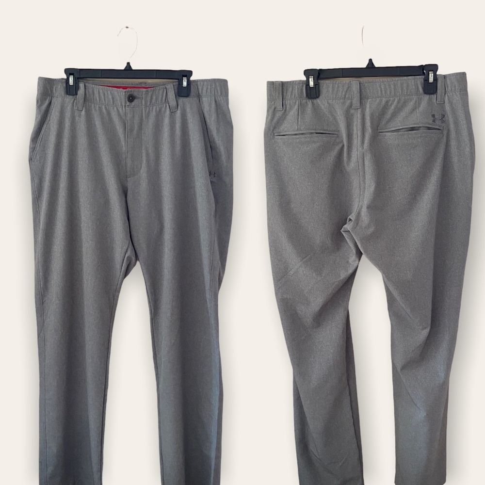 Under Armour Loose Fit Grey Straight Leg Business Casual Pants 36x32 Men’s